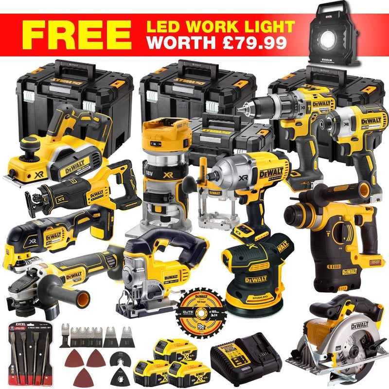DEWALT 18V XR 13-Piece Power Tool Combo Kit with 3 x 5.0Ah Batteries, Accessories & Toughsystem (DCKT4T13WLF)
