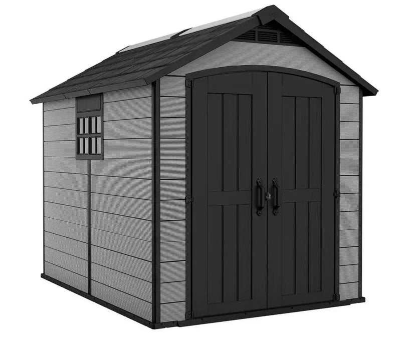 Keter Premier 7.5 x 9 ft Plastic Shed – Resin Garden Storage Shed, Grey