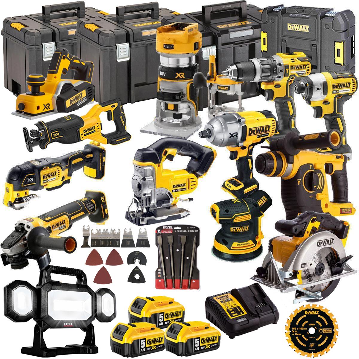 DEWALT 18V XR 13-Piece Power Tool Combo Kit with 3 x 5.0Ah Batteries, Toughsystem & Accessories (DCKT4T13B4A)