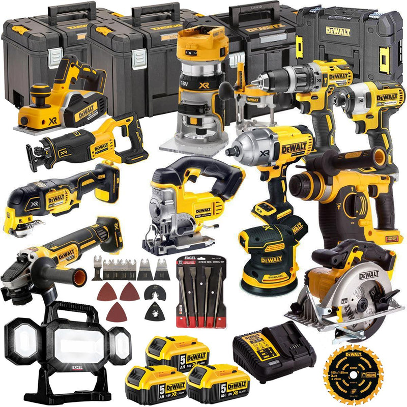 DEWALT 18V XR 13-Piece Power Tool Combo Kit with 3 x 5.0Ah Batteries, Toughsystem & Accessories (DCKT4T13B4A)