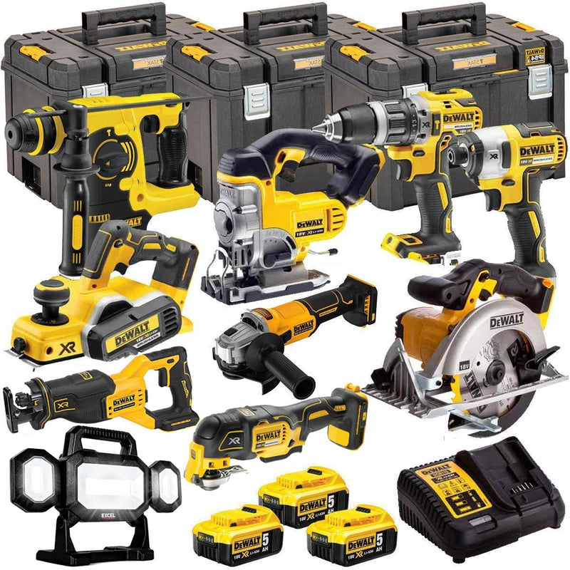 DEWALT 18V XR 10-Piece Power Tool Combo Kit with 3 x 5.0Ah Batteries & TSTAK Storage (DEWT4T10P4)