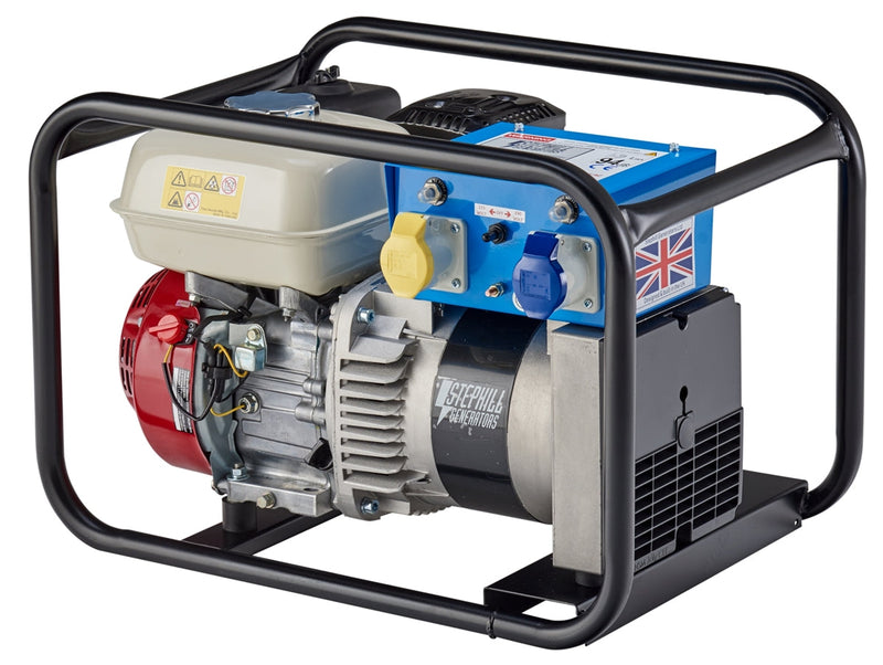 Stephill Hiremax 2700HMS Petrol Generator 2.7kVA / 2.2kW – Honda GX160 Engine, 115V/230V Site Generator