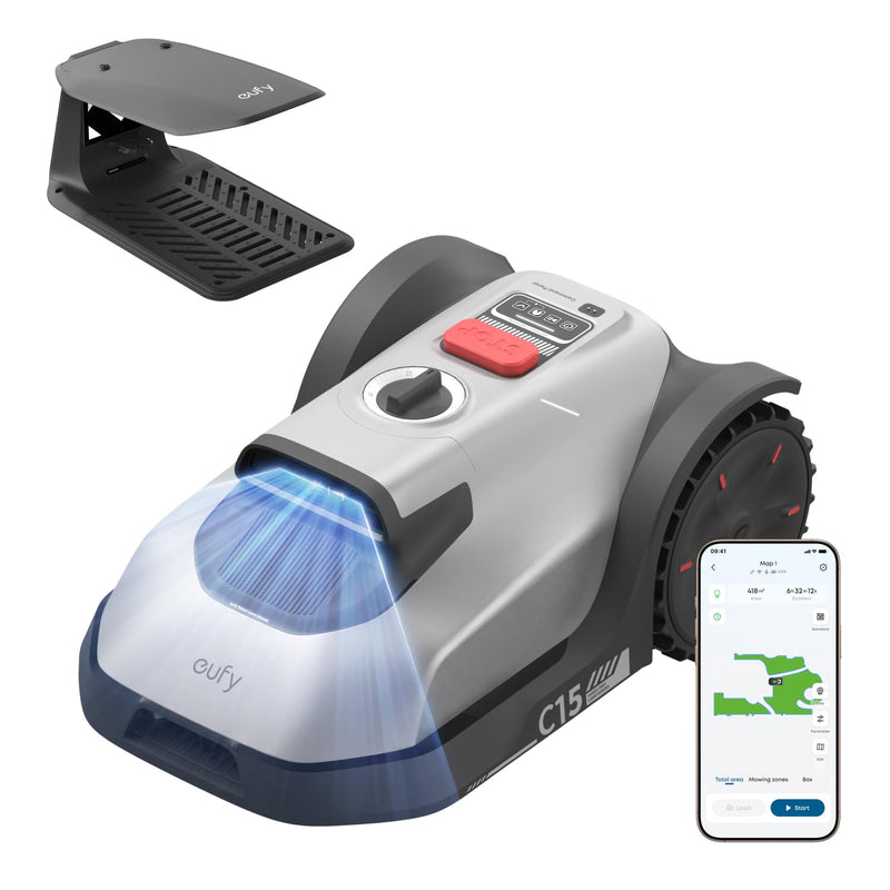 eufy C15 Robot Lawn Mower Wire-Free with Garage – AI Vision, up to 500 m²
