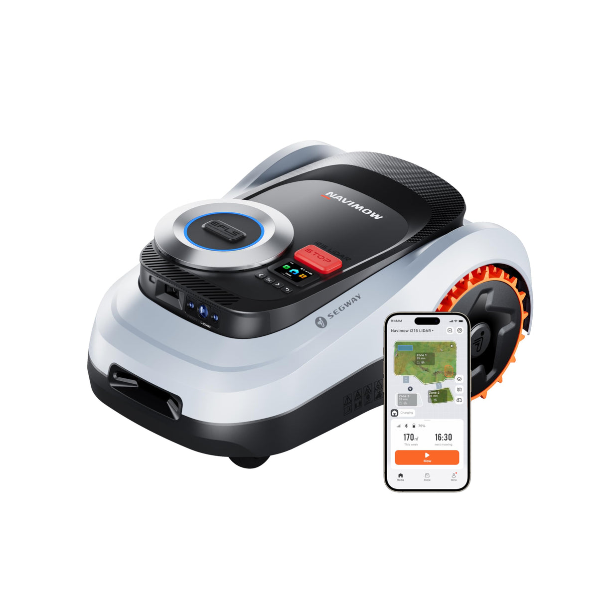 Segway Navimow i215 Advanced LiDAR Robotic Lawn Mower for Lawns up to 1500 m² (Boundary-Free)