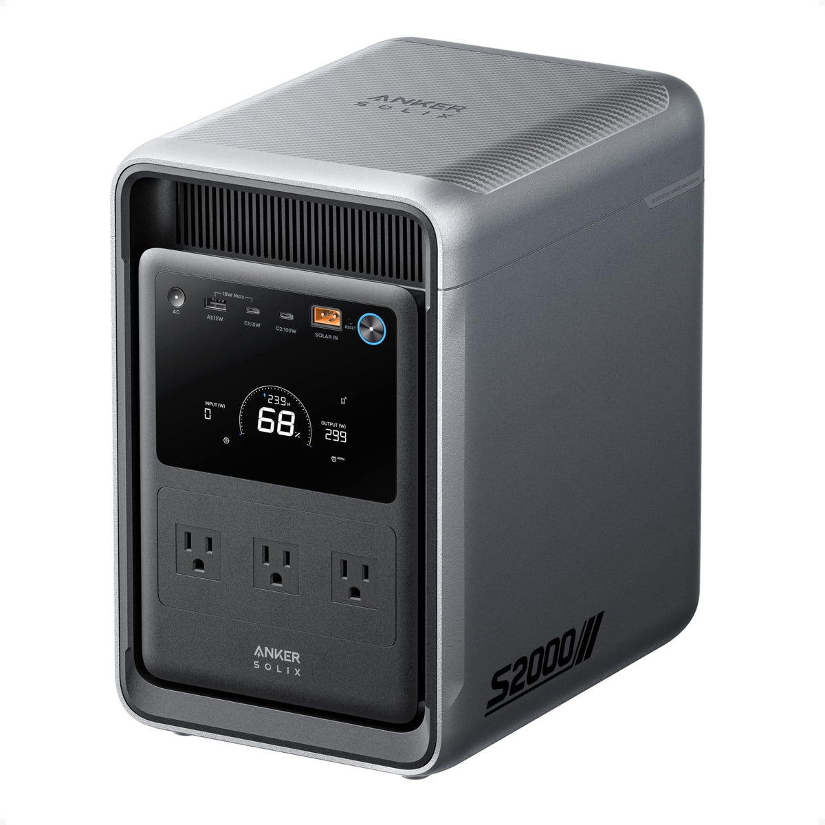 Anker S2000 Portable Power Station 2010Wh 3000W Peak – LiFePO4 Home Backup, 35-Hour Fridge Backup