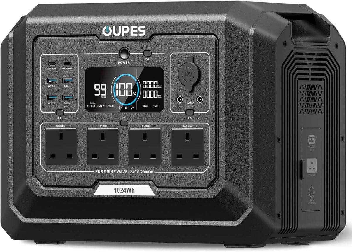 Portable Power Station 2048Wh 2000W LiFePO4 – Solar Generator with UPS & Fast Charging, 230V