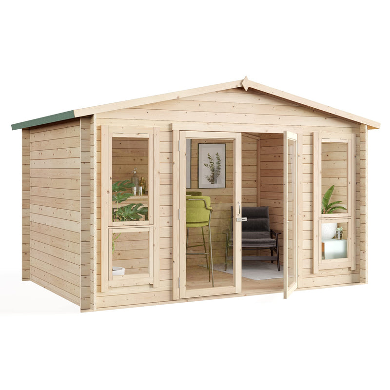 BillyOh Sasha Log Cabin Summer House 12 x 8 ft – Apex Roof Garden Room & Home Office