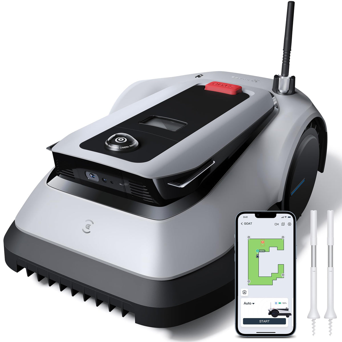 ECOVACS Goat G1-800 Robot Lawnmower - No Boundary Wire for Gardens up to 800m2 with AIVI 3D Obstacle Avoidance and Intelligent Path Planning