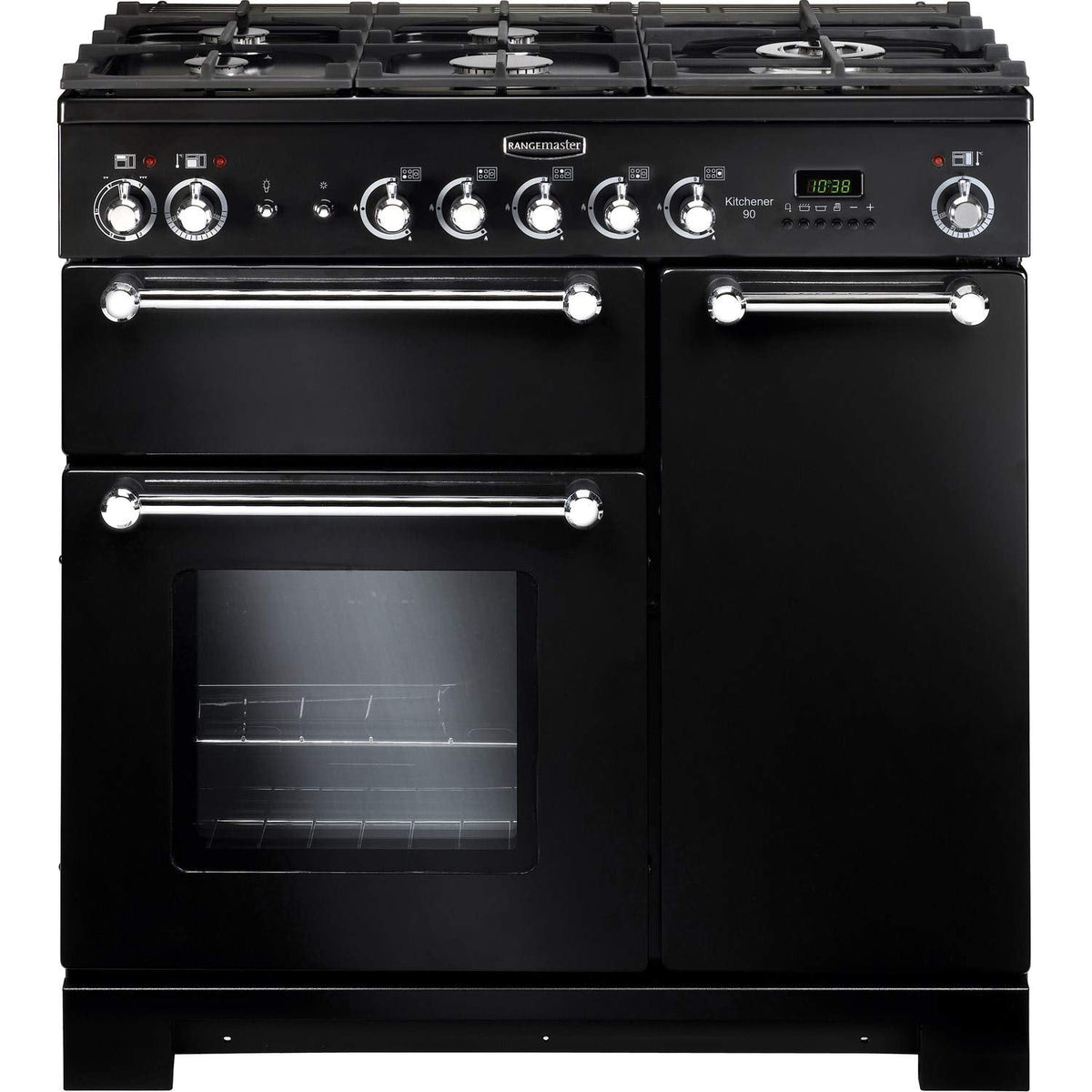 Rangemaster 90cm Dual Fuel Range Cooker – Gas Hob & Electric Ovens, Black