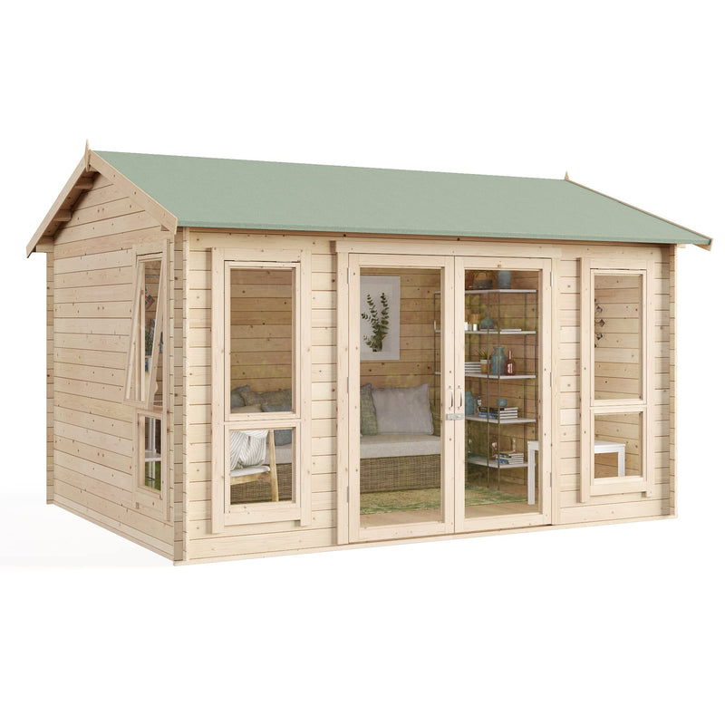 BillyOh Darcy 12x10 Modern Apex Log Cabin Summer House with Pressure Treated Wood
