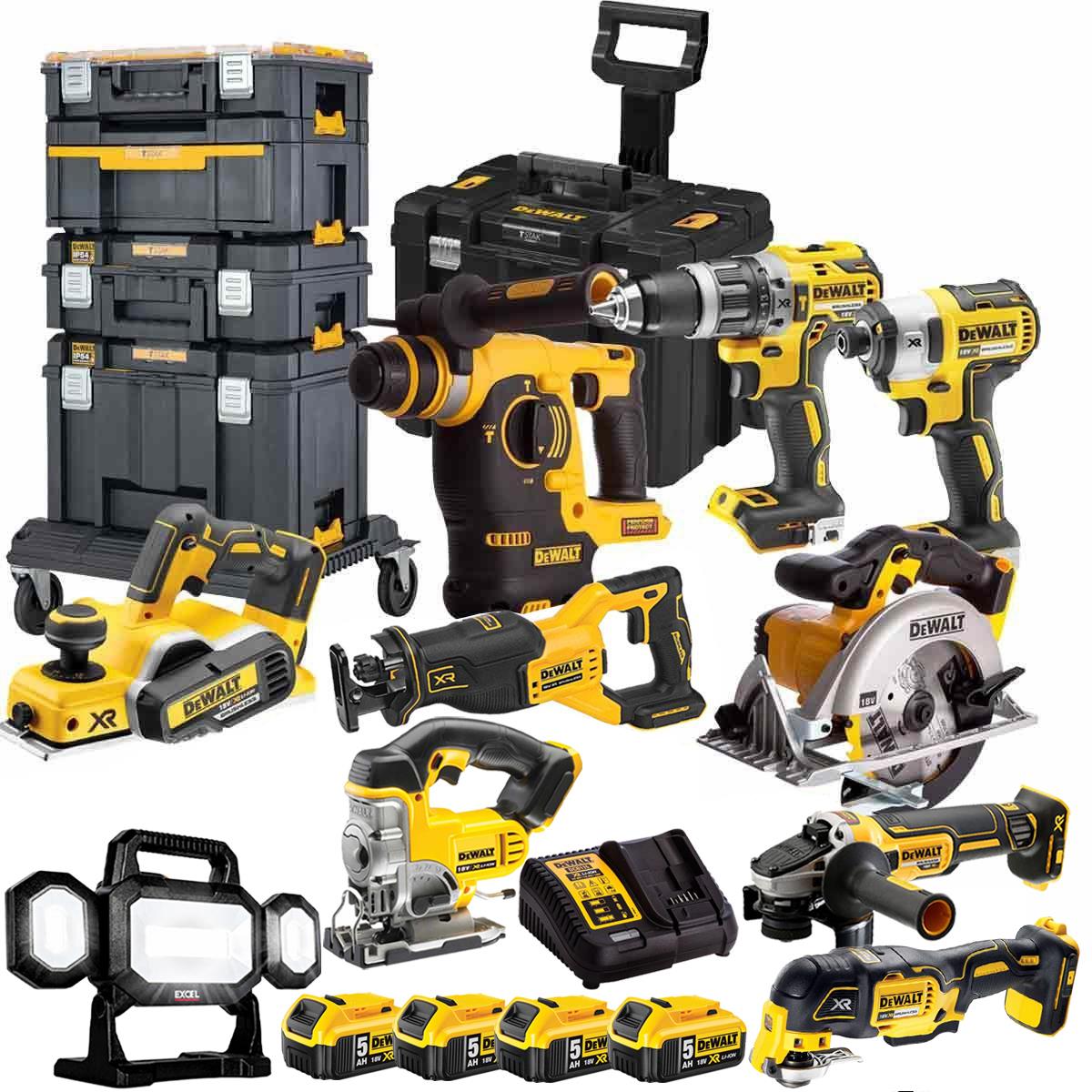 DEWALT 18V XR 10-Piece Power Tool Combo Kit with 4 x 5.0Ah Batteries & TSTAK 2.0 (DEWT4T10PT4)