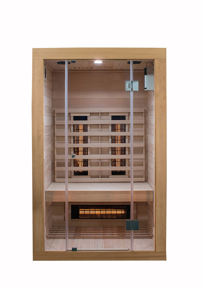 SaunaMed Full Spectrum Infrared Sauna, 2 Person – Indoor Home Sauna, Low EMF, Plug & Play, Bluetooth, UK Plug