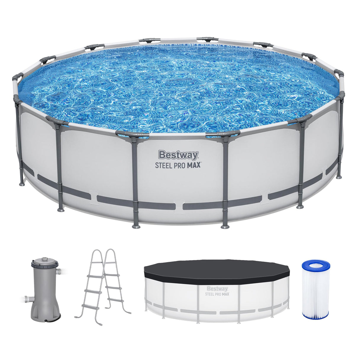 Bestway Steel Pro MAX Above Ground Pool Set – Round Metal Frame Swimming Pool with Filter Pump