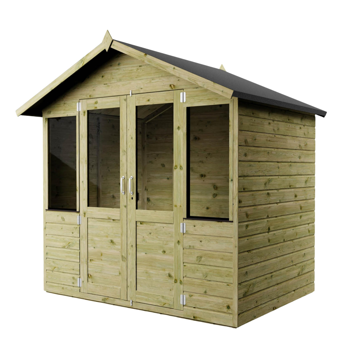 WALTONS 7x5 Wooden Garden Summerhouse with Apex Roof and Shiplap Tongue & Groove Storage