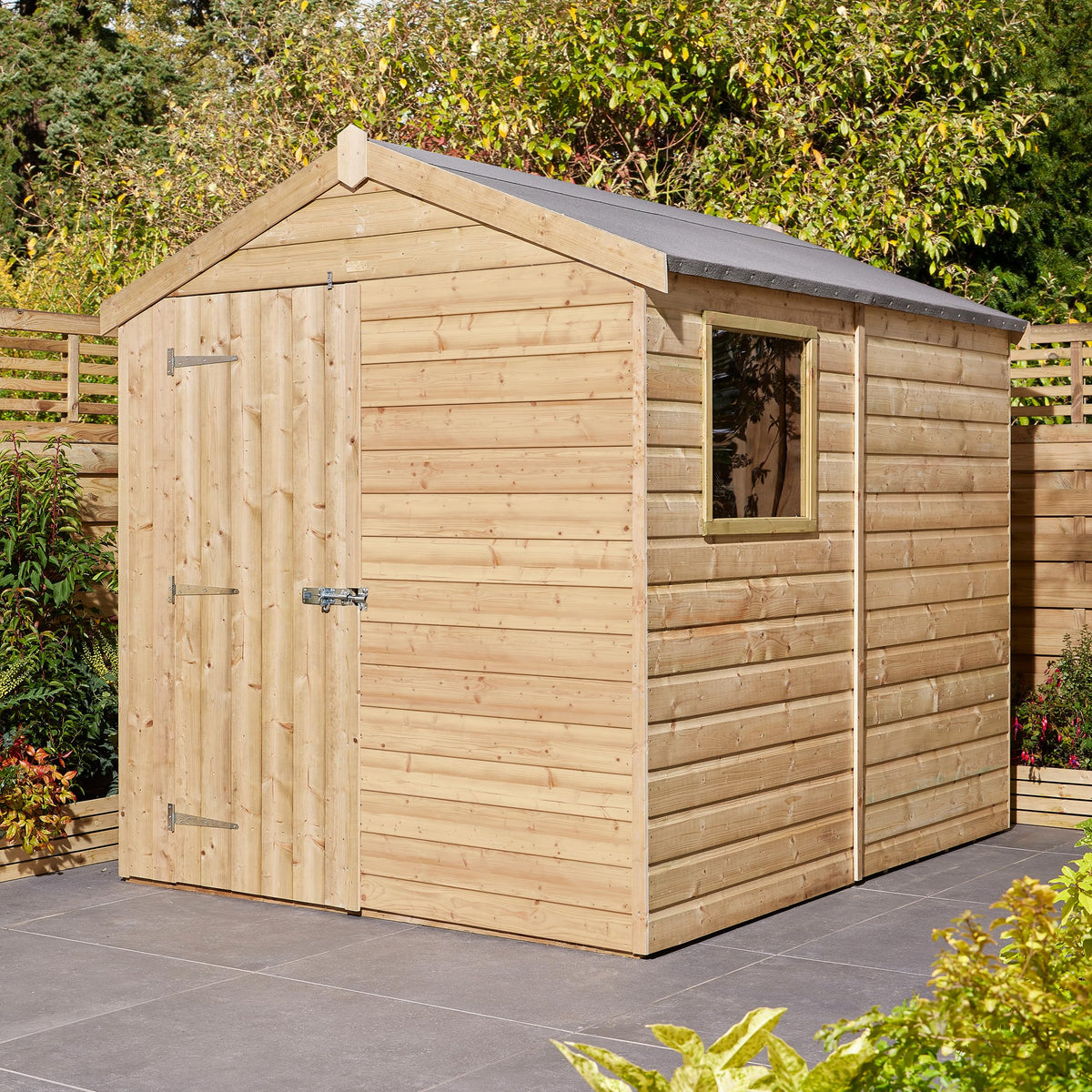 Rowlinson Premier Shiplap Apex Shed 6 x 8 ft – Wooden Garden Shed, Single Door