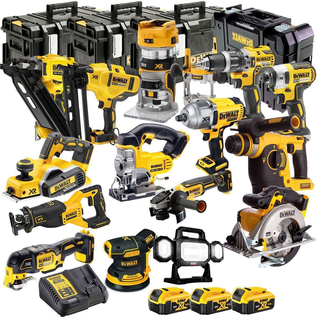 DeWalt 18V XR Li-Ion 15-Piece Toughsystem Cordless Kit with 3 x 5.0Ah Batteries and Charger