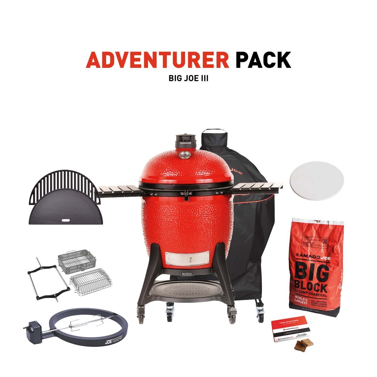 Kamado Joe Big Joe III Premium Ceramic Charcoal Grill with Adventurer Pack