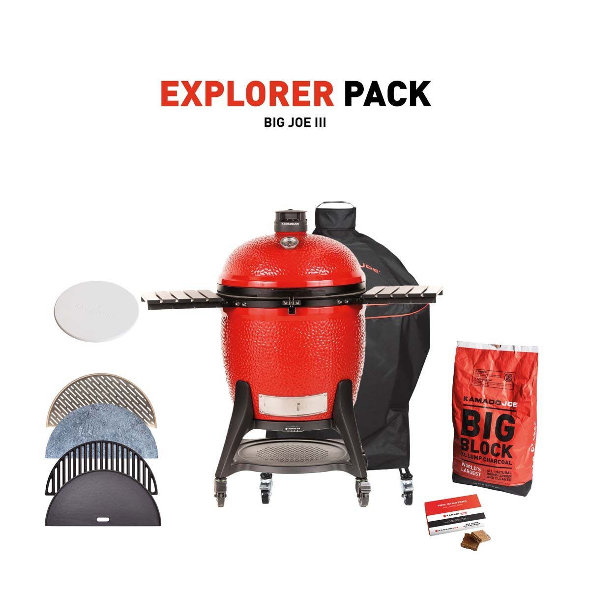 Kamado Joe Big Joe III Premium Ceramic Charcoal Grill With Explorer Pack