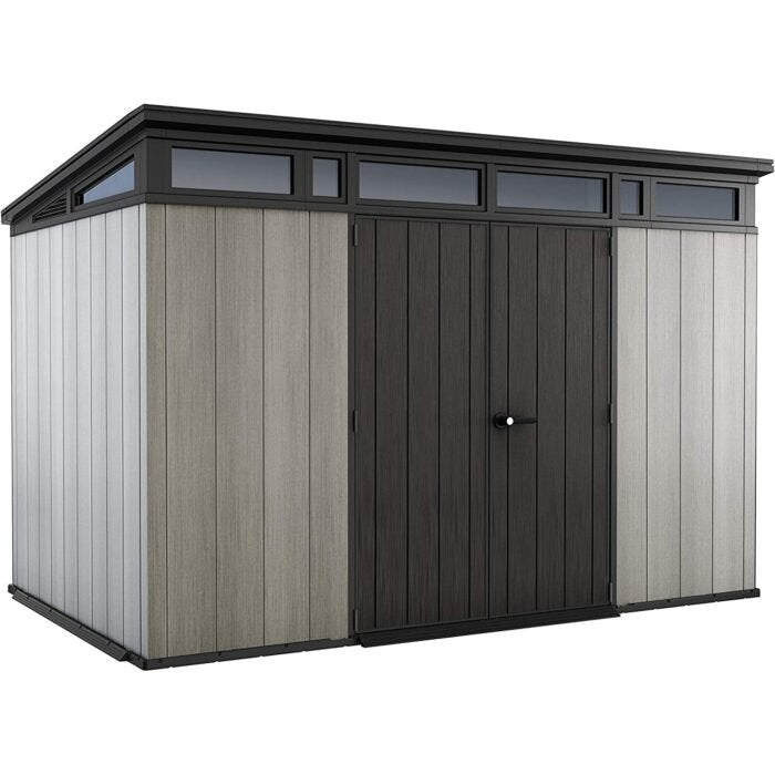 Keter Artisan 11 x 7 ft Plastic Shed – Heavy Duty Pent Garden Shed, Grey