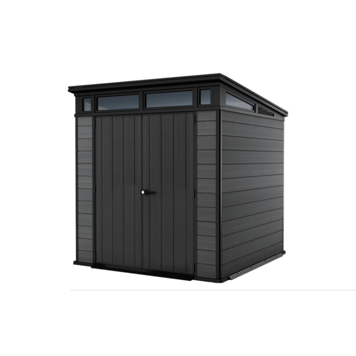 7ft x 7ft Cortina Heavy Duty Plastic Pent Garden Shed in Dark Grey