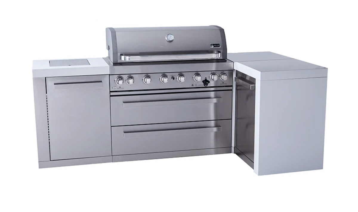 Mont Alpi 805 Deluxe Outdoor Kitchen Island with 90° Corner – 6-Burner Gas BBQ, 94" (MAi805-D90)