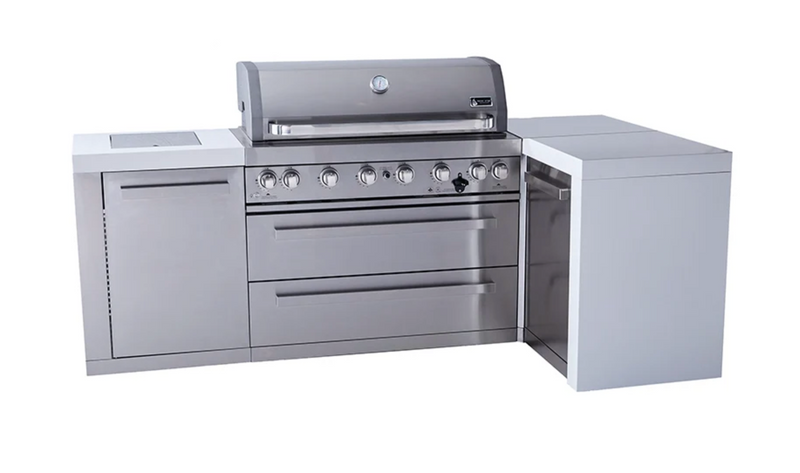 Mont Alpi 805 Deluxe Outdoor Kitchen Island with 90° Corner – 6-Burner Gas BBQ, 94" (MAi805-D90)