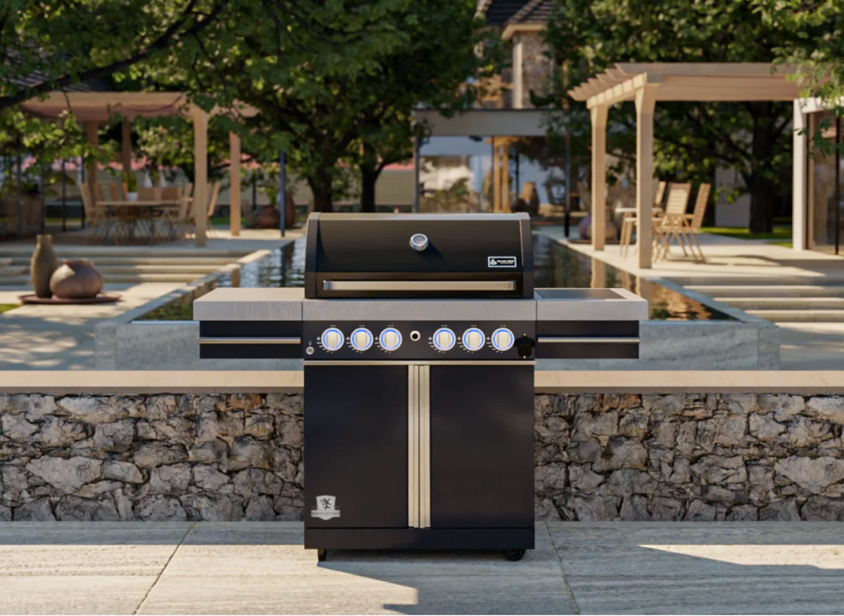 Mont Alpi Supreme 470 Gas BBQ on Cart (S-470) – Black Stainless Steel