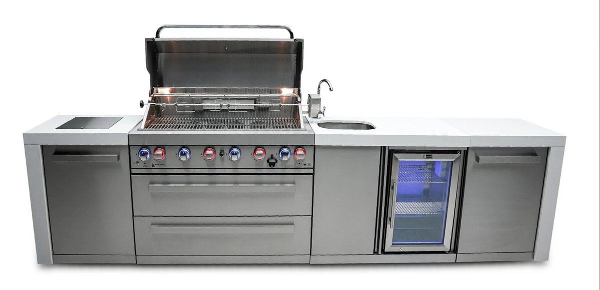 Mont Alpi 805 Deluxe Island 6-Burner Gas Grill with Beverage Center and Dual Infrared Burners