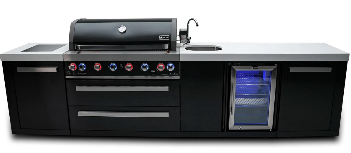 Mont Alpi 805 Deluxe Black Stainless Steel Island with Integrated Beverage Center