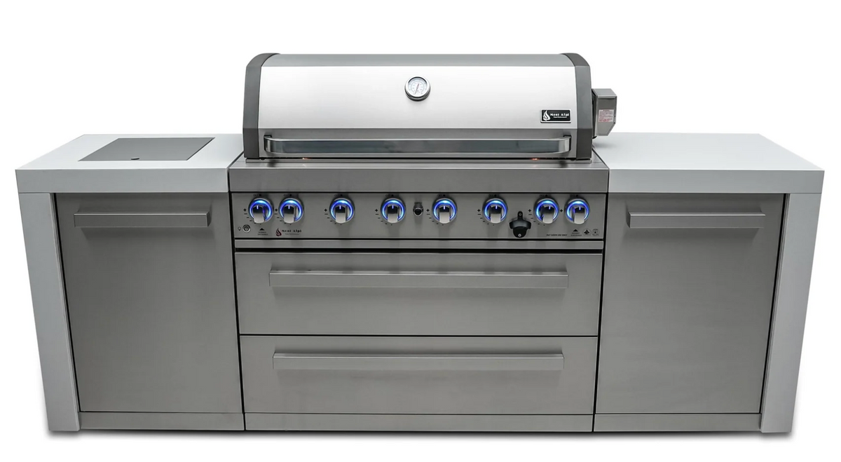 Mont Alpi 805 Deluxe Island 6-Burner Stainless Steel Propane Gas Grill with Infrared Burner