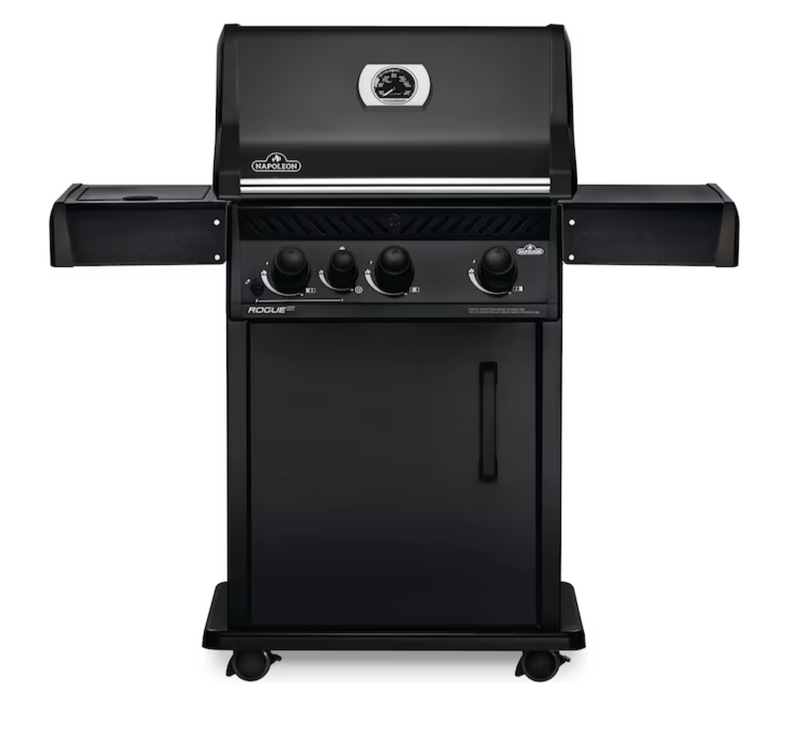 Napoleon Rogue XT 425 Gas BBQ, 3-Burner Liquid Propane with Side Burner & Smoker Box – Matte Black