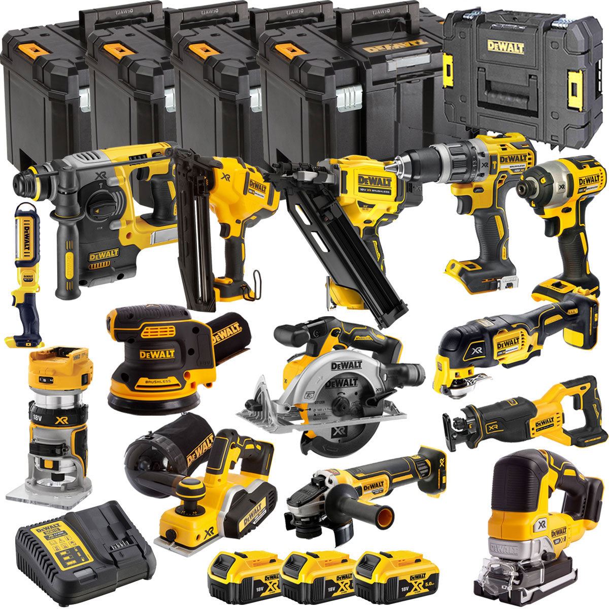 DEWALT 18V Brushless 14-Piece Power Tool Combo Kit with 3 x 5.0Ah Batteries, Charger & TSTAK (DCKT4T14B3)