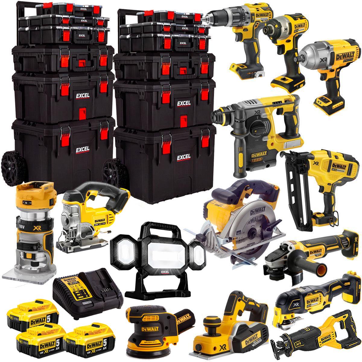 Makita 18V 14 Piece Professional Cordless Power Tool Kit with 3 x 5.0Ah Batteries and Trolley Toolbox