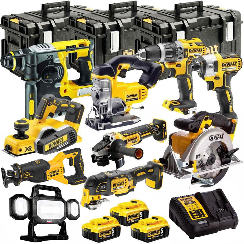 DEWALT 18V XR 10-Piece Power Tool Combo Kit with 3 x 5.0Ah Batteries & Toughsystem Box (DCKT4T10P4)