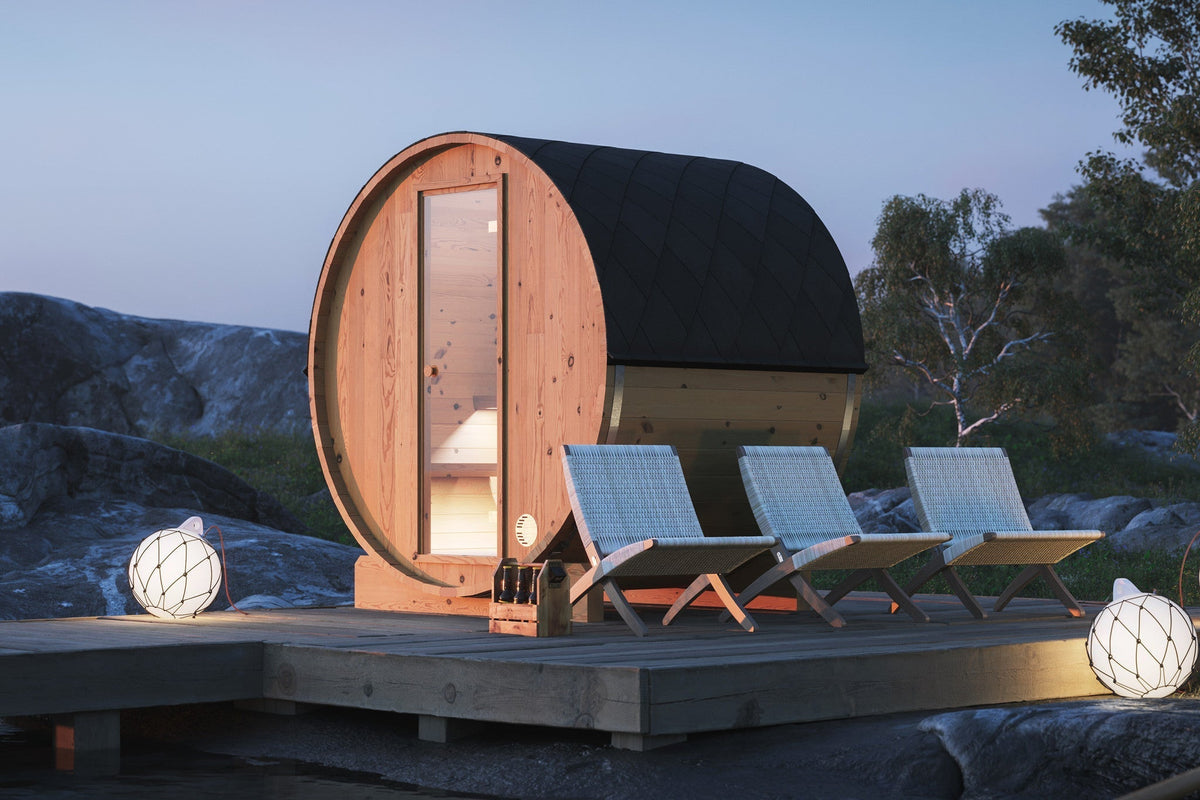 Nordic Spruce Barrel Sauna Edda for Natural Garden Luxury