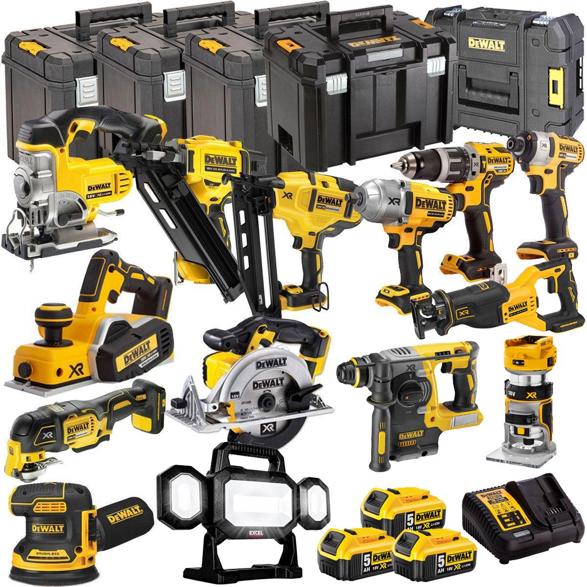 DEWALT 18V 14 Piece Cordless Power Tool Kit with Three 5.0Ah Batteries and Charger