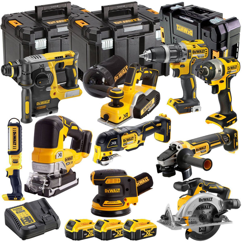 DEWALT 18V Brushless 10-Piece Power Tool Combo Kit with 3 x 5.0Ah Batteries, Charger & TSTAK (DCKT4T10B3)