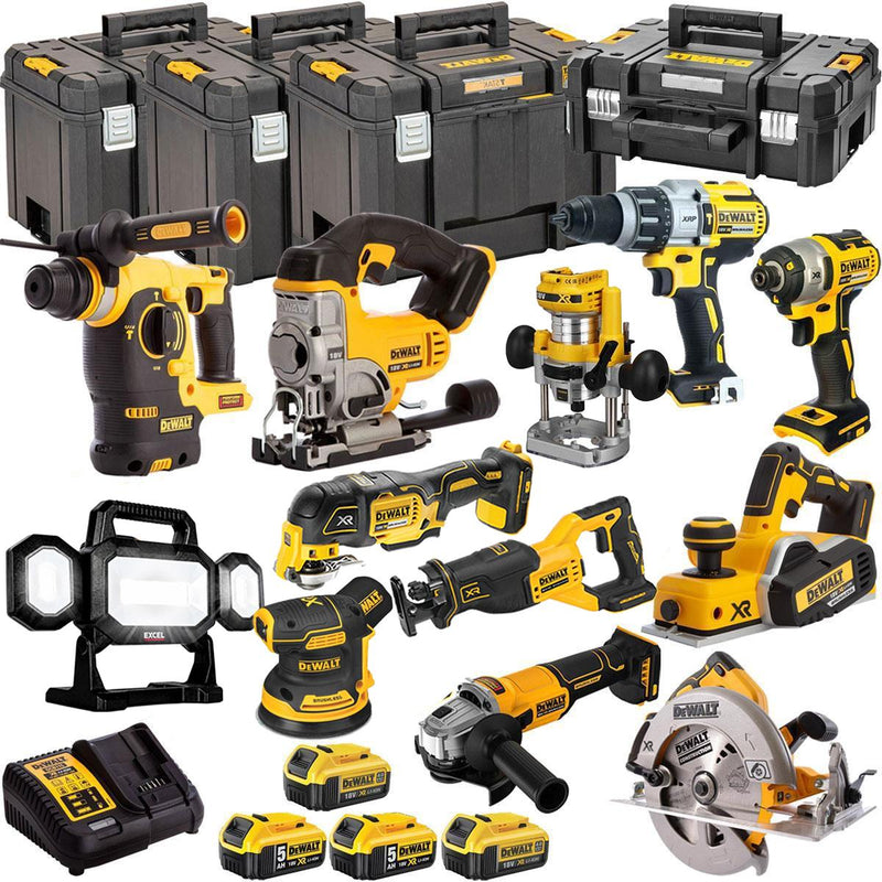 18V Cordless 12 Piece Power Tool Combo Kit with 4 Batteries and Charger T4TKIT-1333