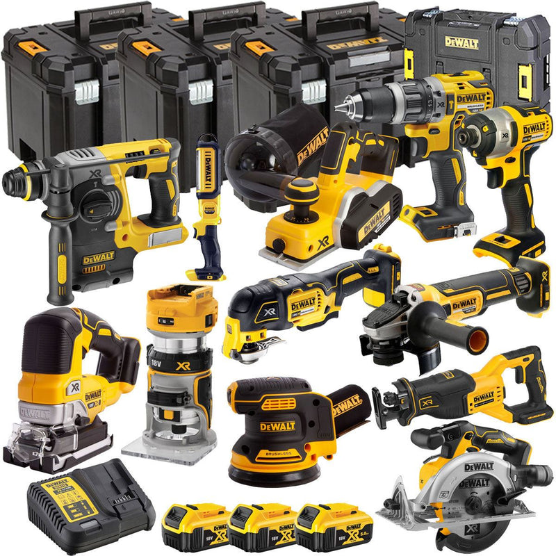 Dewalt DCKT4T12B3 18V Brushless 12 Piece Cordless Power Tool Kit With 3 x 5.0Ah Batteries, Charger and TStak Storage