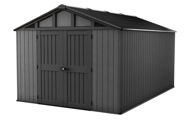 Keter Stronghold 10x15 Heavy-Duty Outdoor Storage Shed - Grey