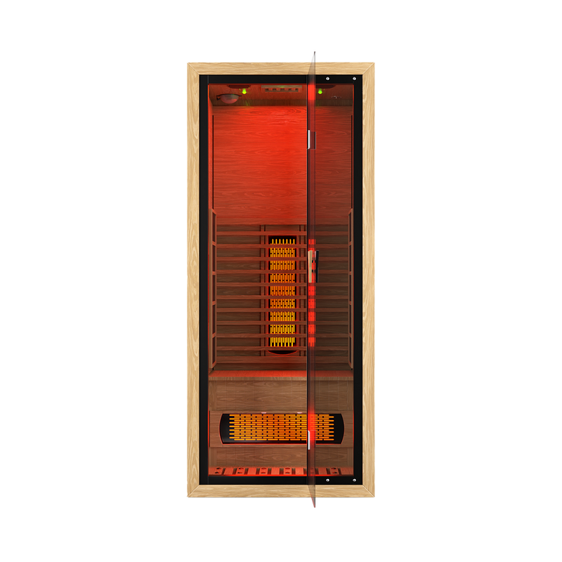 Premium Natural Wood Infrared Sauna Featuring Advanced Red Light Therapy