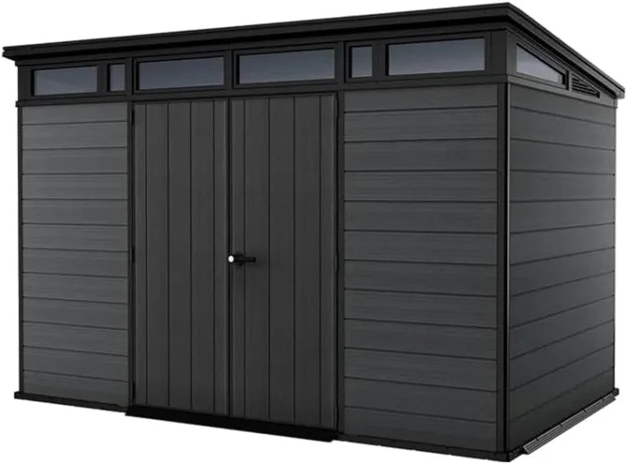 11x7 Cortina Heavy Duty Plastic Pent Garden Storage Shed in Dark Grey